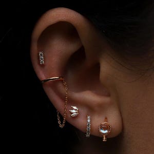 14K Gold Ethereal Opal Marquise Stud | Iridescent Cluster Cartilage Stud | Minimalist Helix Piercing Jewelry |