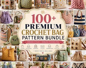 100+ Premium Crochet Bag Pattern Bundle PDF | Tote Bag Pattern | Granny Square Bag | Purse Pattern | Instant Digital Download