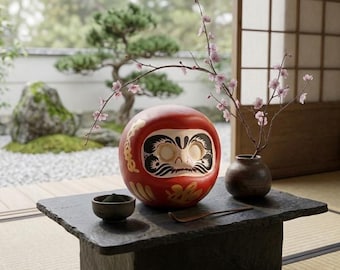 Japanese Daruma Doll Piggy Bank – Zen Lucky Mascot Ceramic Meditation Decor