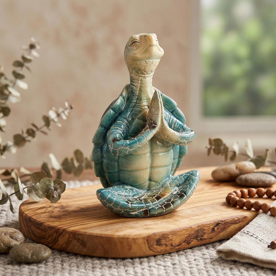 Zen 718 Zen Meditating Sea Turtle Statue – Mini Yoga Turtle Figurine Meditation ...