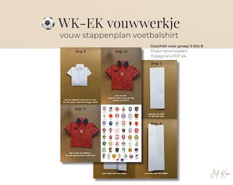 WK EK Voetbal Origami Shirt vouwwerkje / vouw stappenplan PDF stampabile / Voetbal Knutselen / Werkblad Basisschool / bso / Download diretto