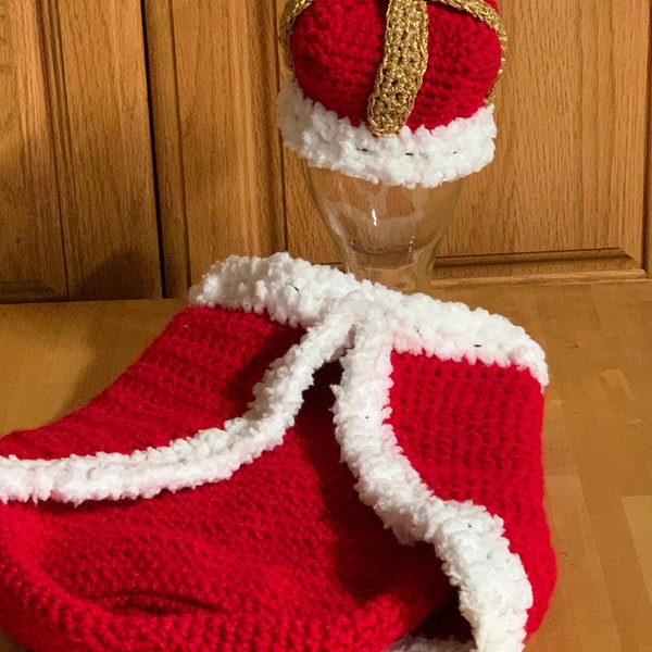 Little Prince Christmas Cocoon with Cape and Crown Best Newborn Christmas photo prop Baby's First Christmas dcoycrochetsforyou