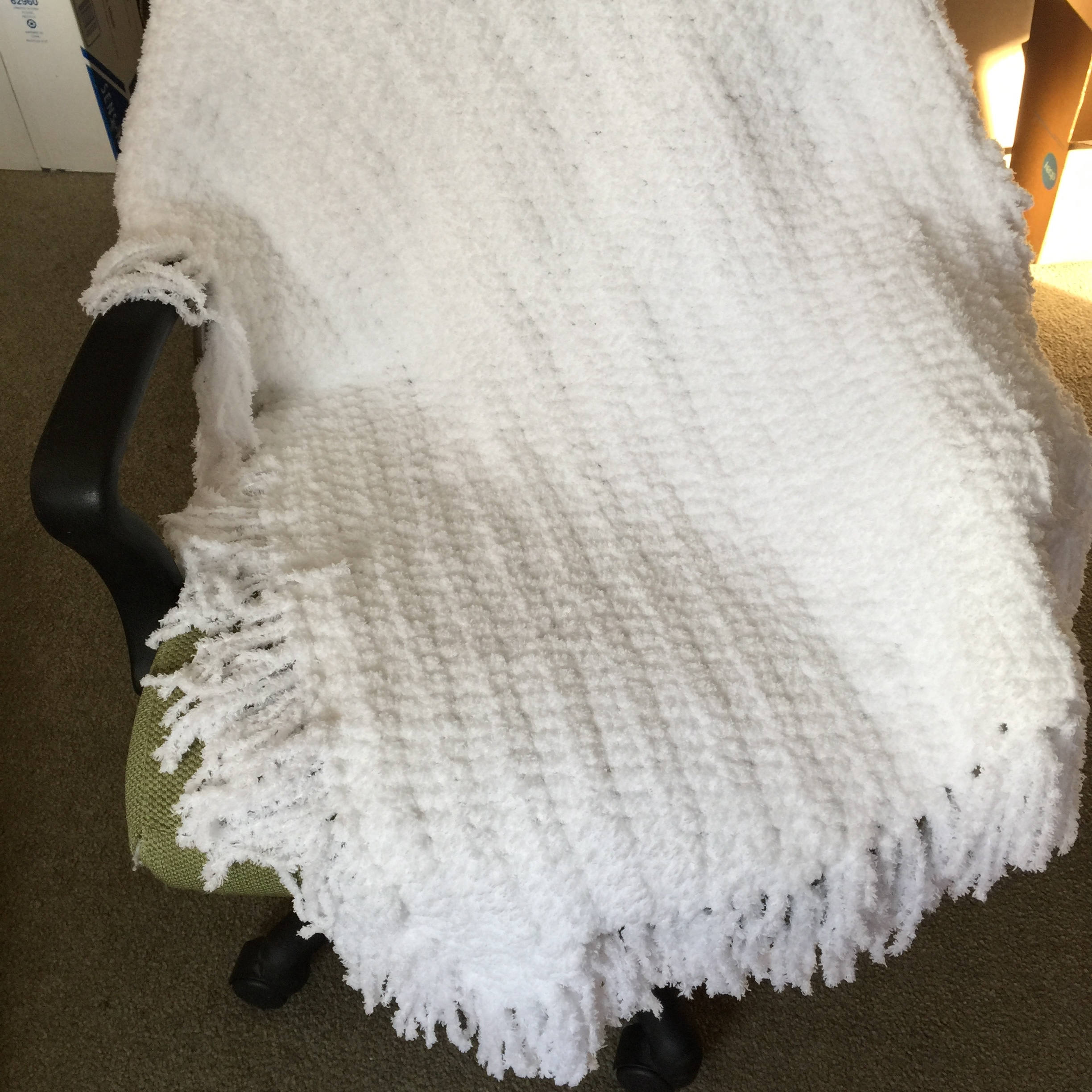 White Plush Blanket with Fringe White Fluffy Yarn Etsy