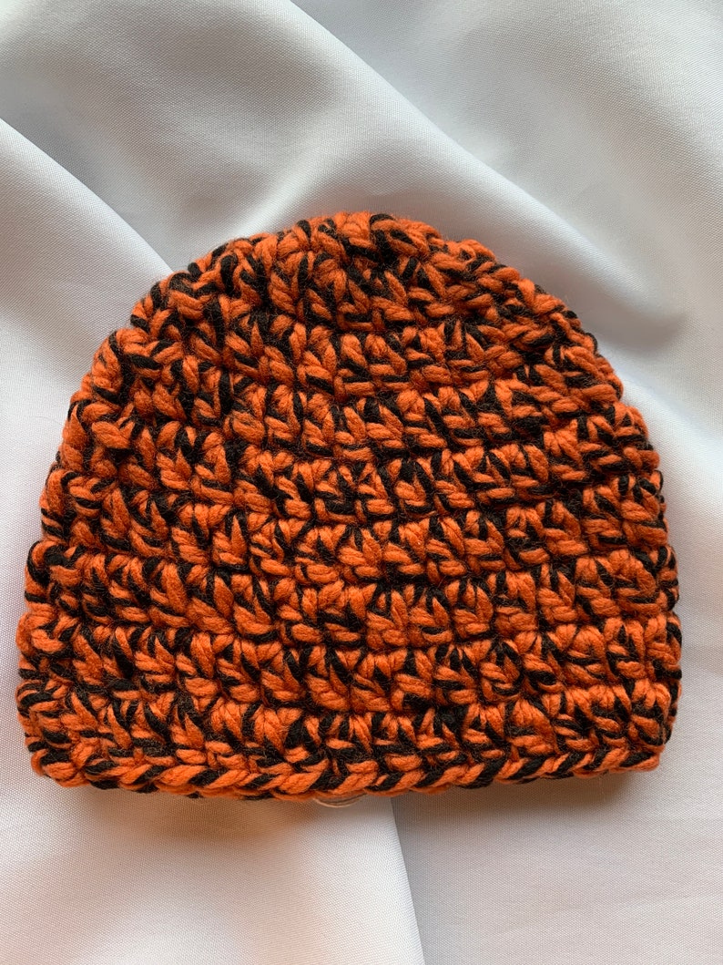 Black & Orange Beanies Halloween Beanies Autumn Colors Fall season beanies Team Spirit Beanies dcoycrochetsforyou image 7