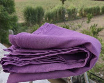 Stonewashed Linen Flat Sheet & Pillowcases Set, Deep Purple Organic Bedding King Queen Twin Size