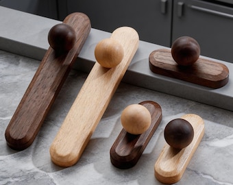 Walnut Cabinet Pull , Wooden Drawer Handle for Dresser