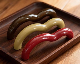 Curved Wavy Brass Handle ,  Modern Kitchen Bathroom Pull