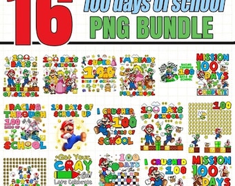 Super 100 Days Of School PNG, Mario 100 Days of School Png, Super Cartoon Character Happy 100 Days Of School Png, School Png, Teacher Png
