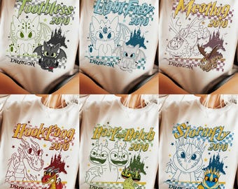 Toothless and Dragon Friends T-shirt, All Characters DisneyDragons Shirt, Toothless Hiccup Light Fury Shirt, Family Group Shirt