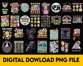 Super Mario Bundle Png | Mario Luigi Princess Peach Toad Bowser Png | Vintage Mario Bros Png | Video Game Png Digital Download