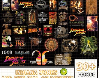 Indiana Jones and the Dial of Destiny 30 Design Bundle Png | Indiana Jones Png | Raiders the Lost Ark Png | Indiana Jones Digital Download