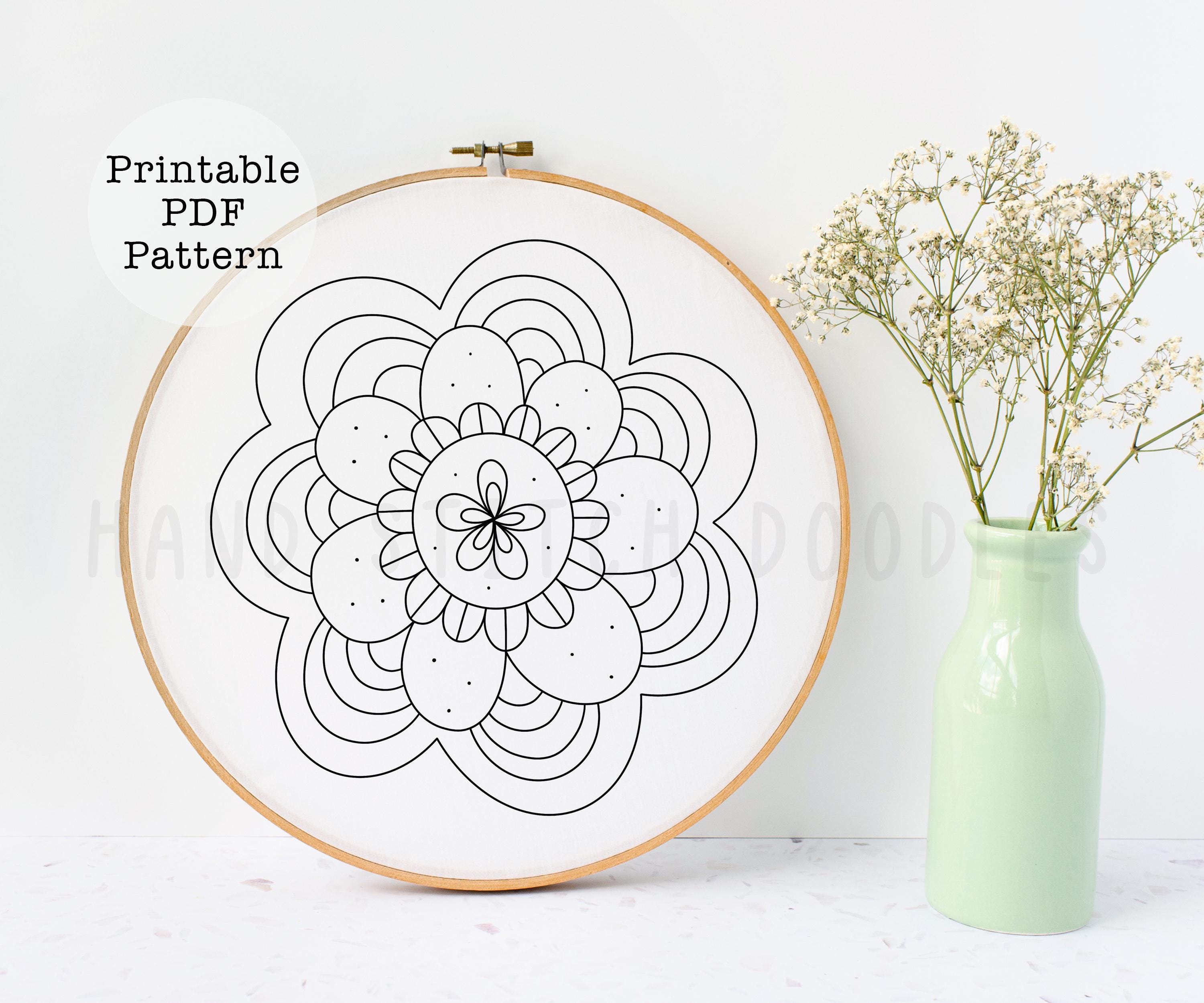 Printable Hand Embroidery Pattern – Modern Floral Design – 6 Hoop Sizes ...