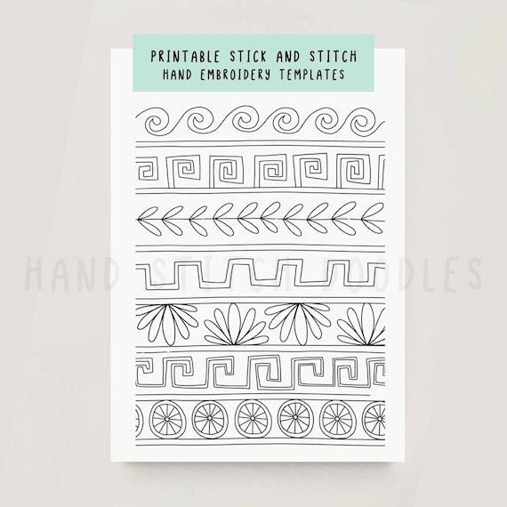 Printable Stick & Stitch Embroidery Pattern | Greek Borders (A4 PDF Download)
