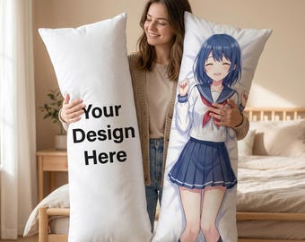 Custom Body Pillow Cover - Personalized Body Pillowcase - Anime Photo, Couple Gift Long Pillow Case Double Sided Sublimation Print