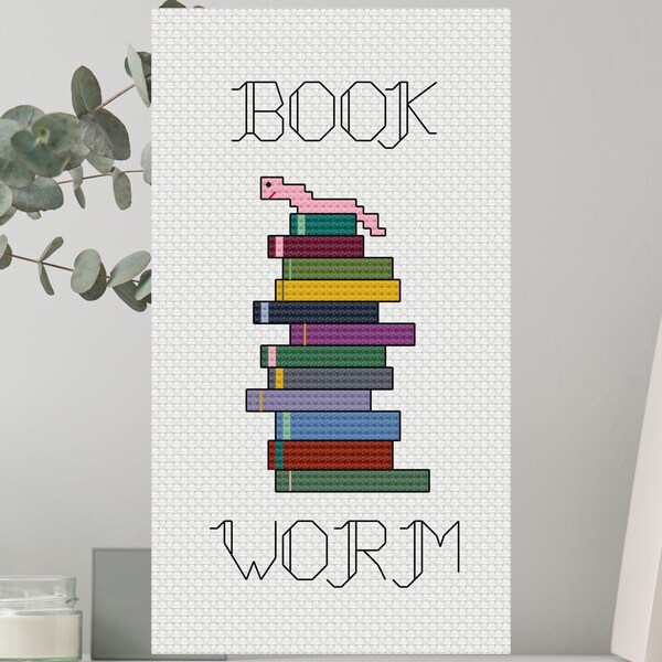 Cross Stitch Bookworm Bookmark Etsy