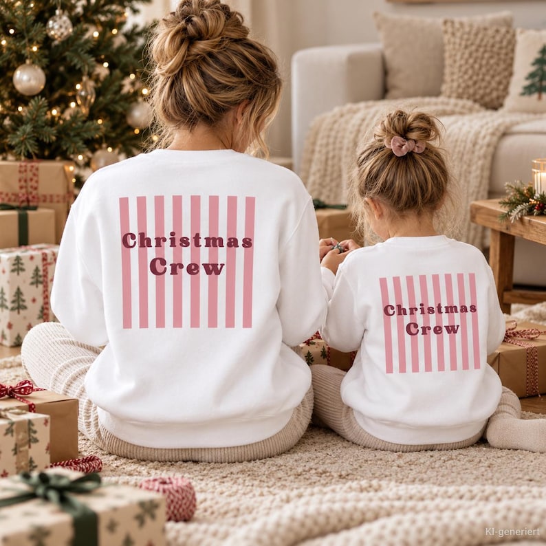 Family Shirts Weihnachten Christmas Crew Sweatshirt Familienoutfit Partnerlook Weihnachtspulli für Erwachsene und Kinder Weihnachtsgeschenk
