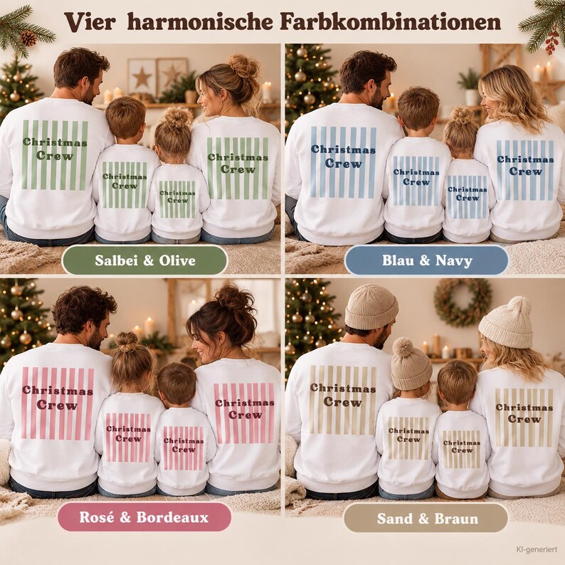 Family Shirts Weihnachten Christmas Crew Sweatshirt Familienoutfit Partnerlook Weihnachtspulli für Erwachsene und Kinder Weihnachtsgeschenk