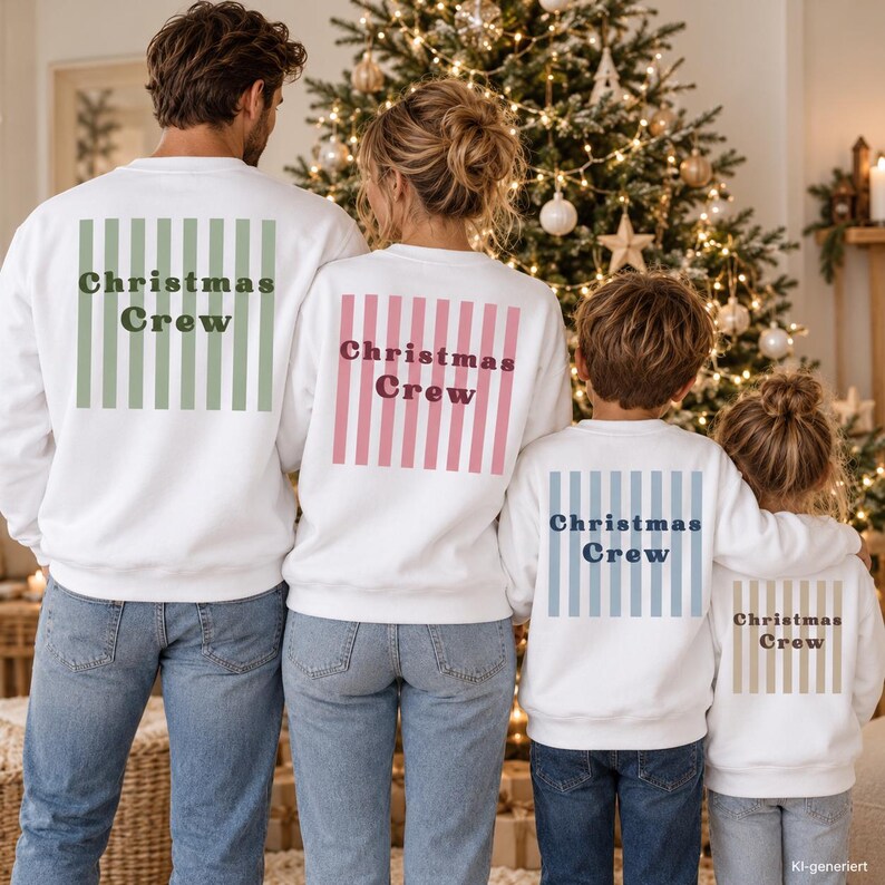 Family Shirts Weihnachten Christmas Crew Sweatshirt Familienoutfit Partnerlook Weihnachtspulli für Erwachsene und Kinder Weihnachtsgeschenk