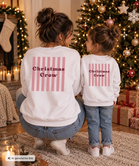 Family Shirts Weihnachten Christmas Crew Sweatshirt Familienoutfit Partnerlook Weihnachtspulli für Erwachsene und Kinder