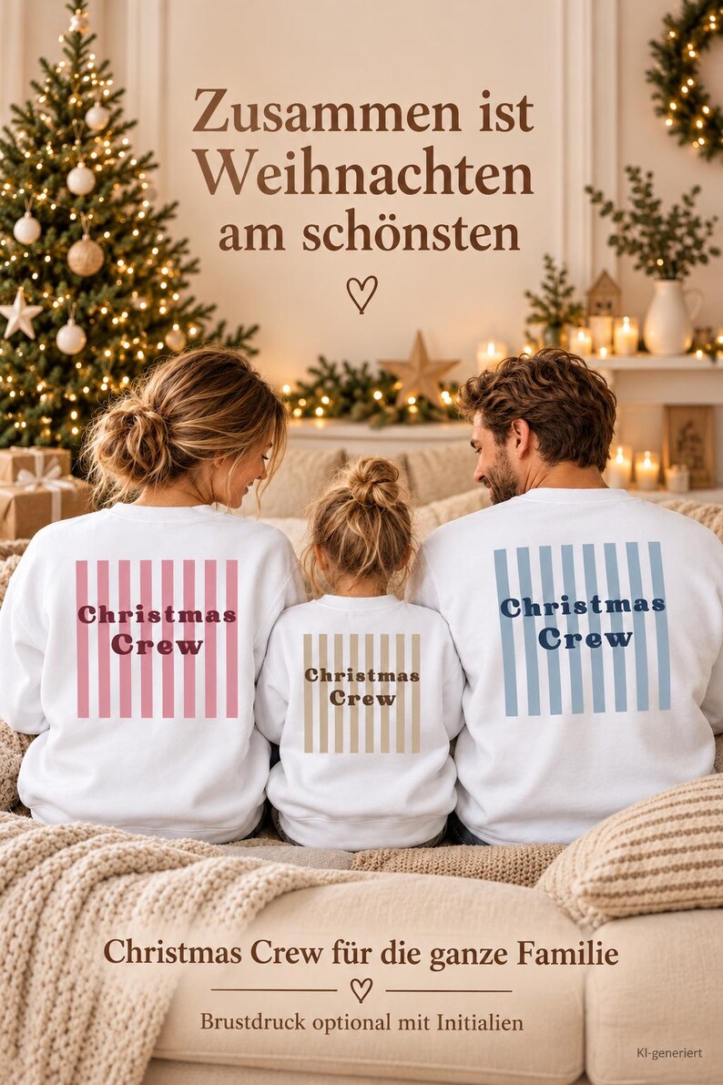 Family Shirts Weihnachten Christmas Crew Sweatshirt Familienoutfit Partnerlook Weihnachtspulli für Erwachsene und Kinder Weihnachtsgeschenk