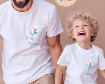 Camicie familiari abbinate personalizzate / Mini camicie personalizzate Mama Papa / T-shirt familiari personalizzate / Palloncino / Camicia Famiglia Fotos