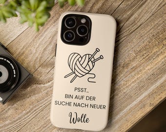 Lustige Strick-Handyhülle für Wollfans. Perfekt für Strickerinnen und Häkel-Liebhaber – viele Farben & Modelle verfügbar