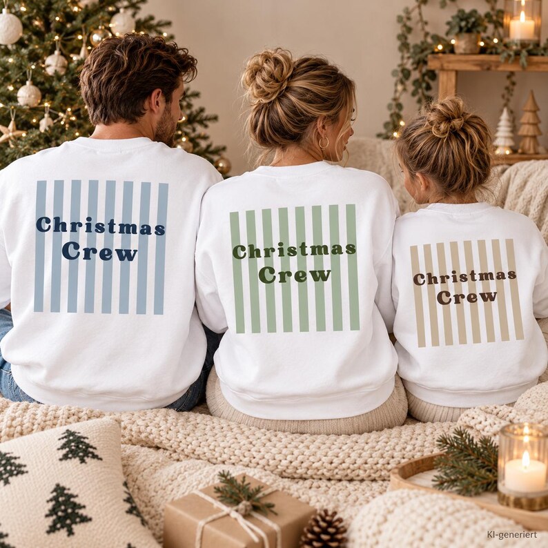 Family Shirts Weihnachten Christmas Crew Sweatshirt Familienoutfit Partnerlook Weihnachtspulli für Erwachsene und Kinder Weihnachtsgeschenk