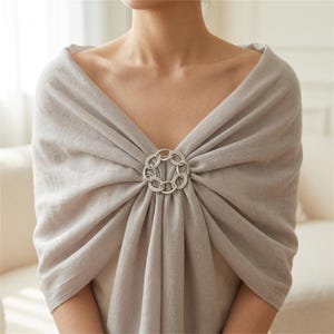 Broche boucle de foulard en strass, anneau de foulard 2 en 1 à cercles entrelacés, attache châle or et argent, épingle élégante pour femme