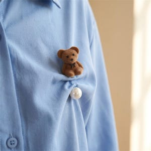 Söt björnpärl säkerhetsnål brosch | Klädjusteringsnål | Midjeklämma | Skjortnål | Halsdukshållare | Modesmycken present