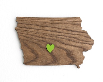 Wooden Iowa Wall Art Decor and Gift: IA Cutout State Sign Plaque