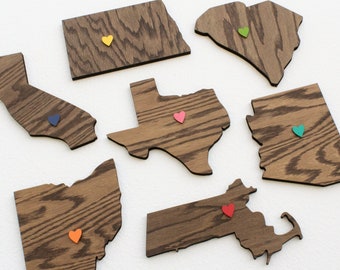 Wooden State Signs for Home Decor, State to State Cutout Wall Art Hangings