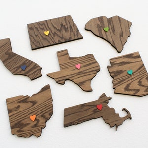 Wooden State Signs for Home Decor, State to State Cutout Wall Art Hangings image 1