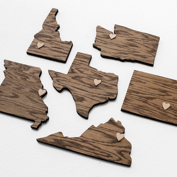 Personalized State Cutouts, Wooden State Cut Out with Heart