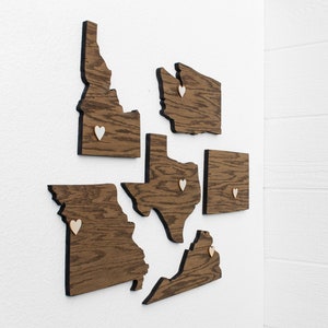 City Map Wall Art Hometown Gifts, American Cities I&#39;ve Lived In, Wooden City and State Sign