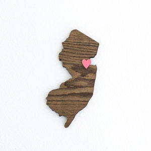 New Jersey Sign Decor Wooden Home State Wall Art Cutout State Personalized Gift Newark, Jersey City, Paterson, NJ image 1