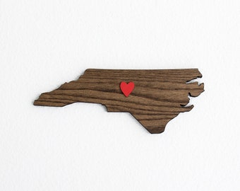 Wooden North Carolina Wall Art Decor and Gift: NC Cutout State Sign Plaque