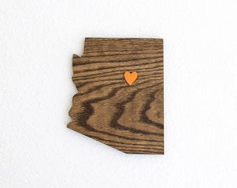Wooden Arizona State Wall Art Decor and Gift: AZ Cutout State Sign Plaque