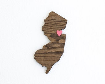 Wooden New Jersey Wall Art Decor and Gift: NJ Cutout State Sign Plaque