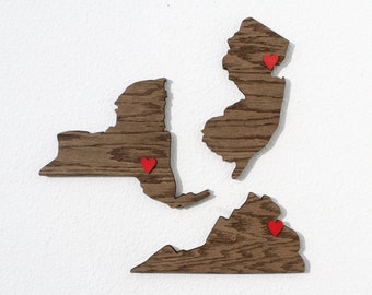 Wooden State Outline Wall Art, Home State Artwork, State to State Wood Art