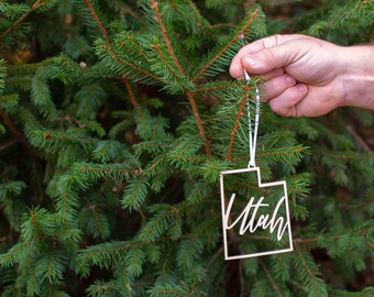 State of Utah Christmas Ornament- Wooden Utah State Ornaments - Home State Holiday Stocking Stuffer Gift