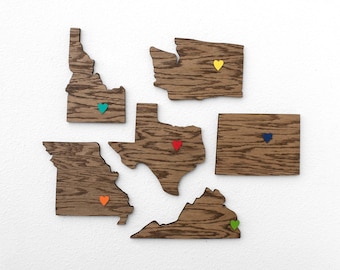 Wood State Plaques Wall Art: Personalized State Shaped Cutout Sign