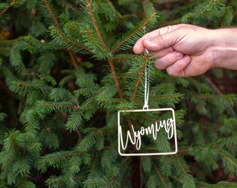 WY State Wyoming Ornament- Holiday Decor Christmas Ornaments for Military, Travel, College Gifts