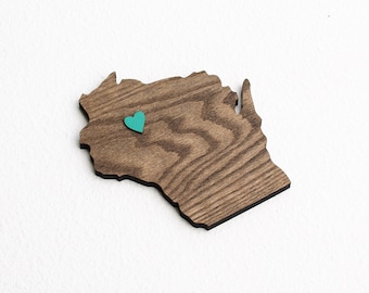 Wisconsin State Wall Art Sign Personalized Wooden State Gift Cutout Hanging Wall Decor – Milwaukee, Madison, Green Bay, WI