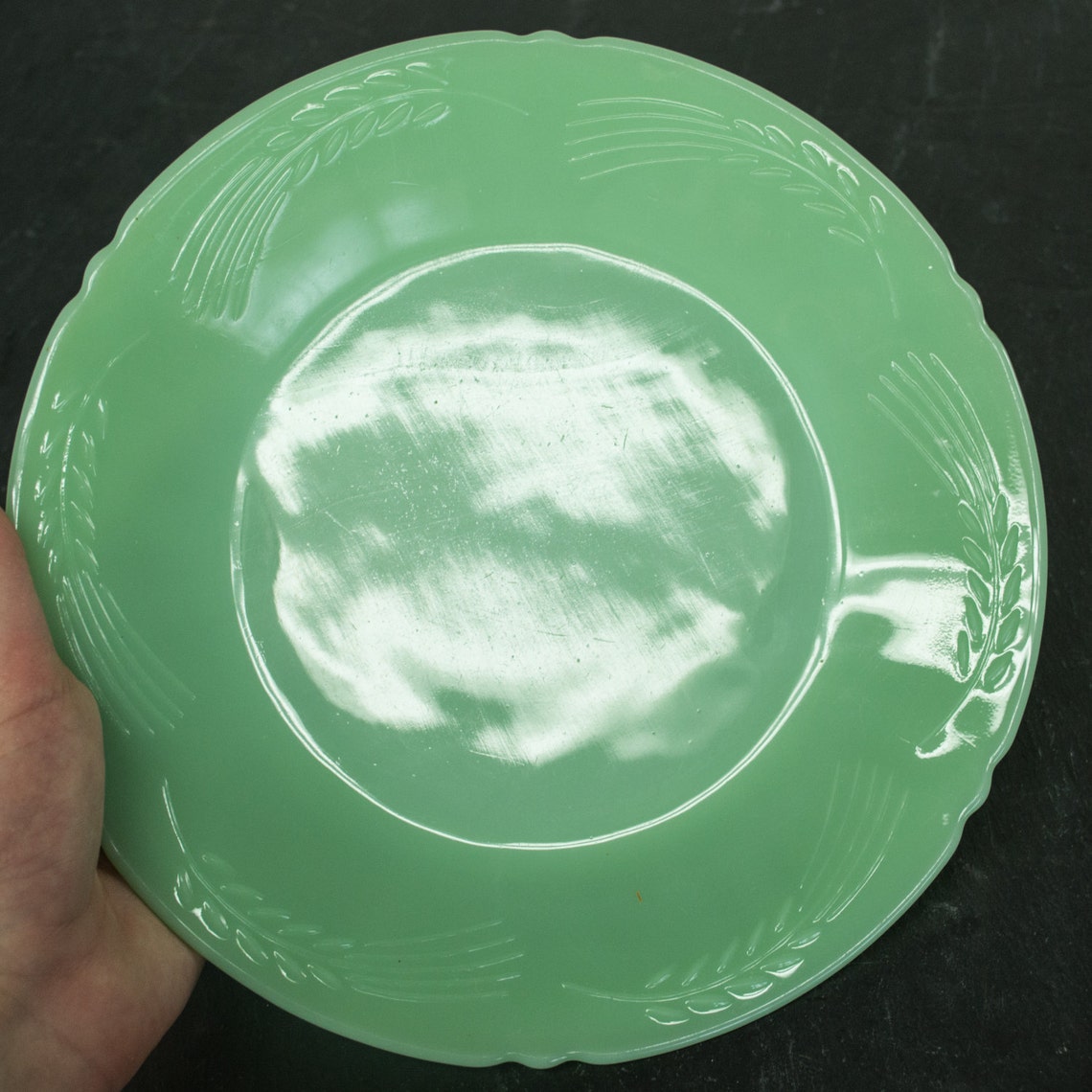 Jadeite Sheaves of Wheat Dinner Plate Fire King Jadite Rare Etsy