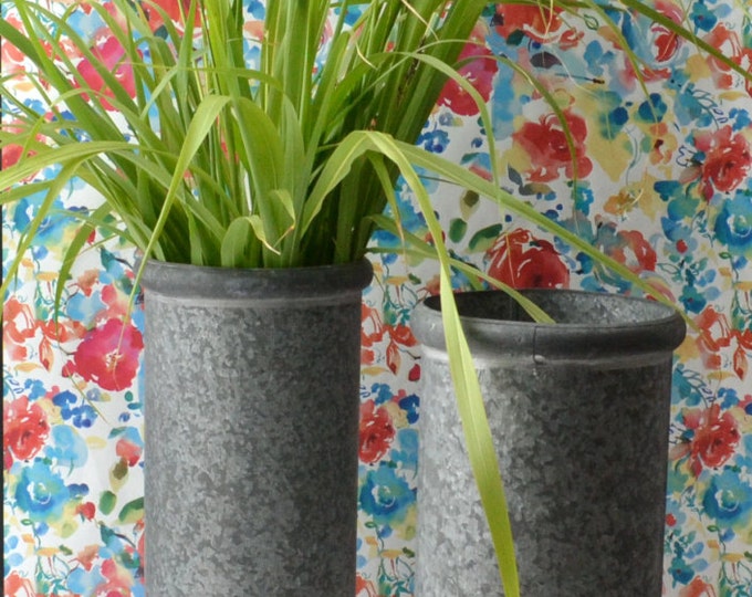 Galvanized Metal Vases Front Door Decoration Metal Flower Bucket Tall