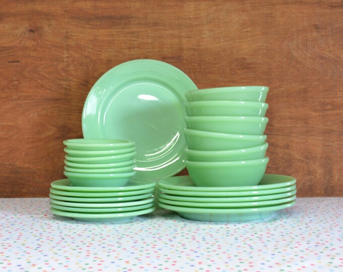 Fire King Jadeite Restaurant Ware Dinnerware Set Jadite Etsy