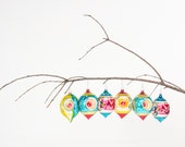 Large Indent Vintage Ornaments Set - Mercury Glass Ornaments made in West Germany - Vintage Christmas Decorations - Set of 6