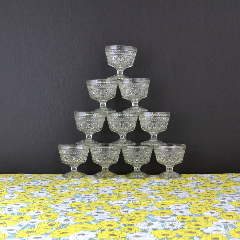 Vintage Footed Dessert Bowls Clear Glass Dessert Cup Etsy