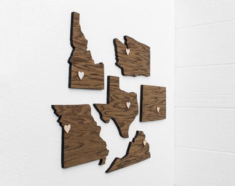 Wooden States Visited Travel Map Wall Art: 50 States Traveler Gift for Parents