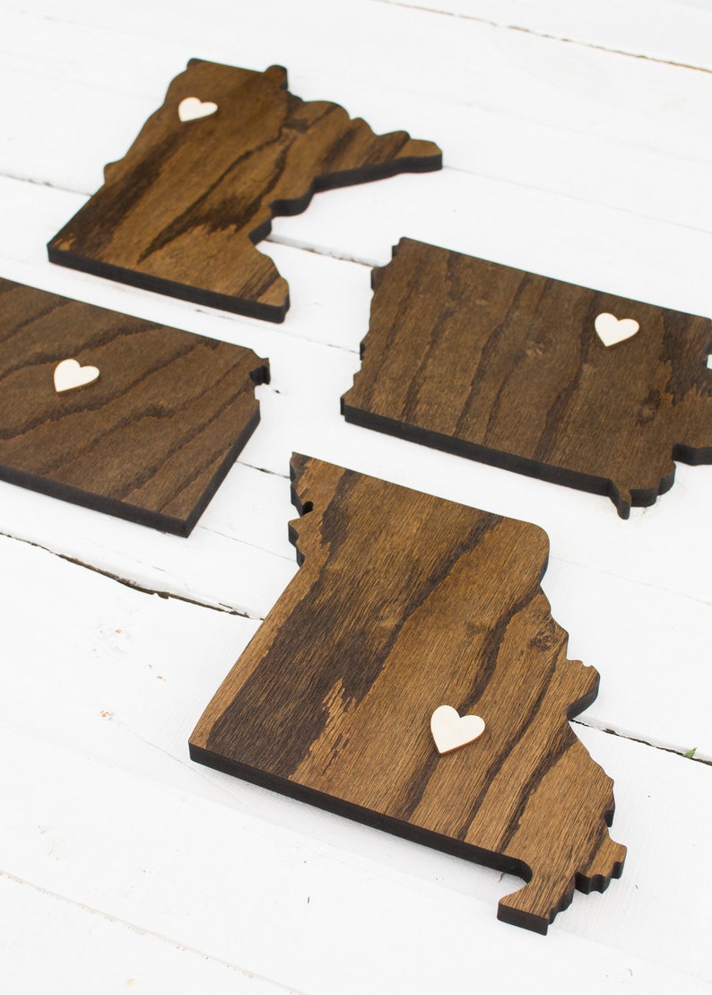 Wooden State Cutout With Heart Pride Sign Rustic Wood Wall Decor Housewarming Gift